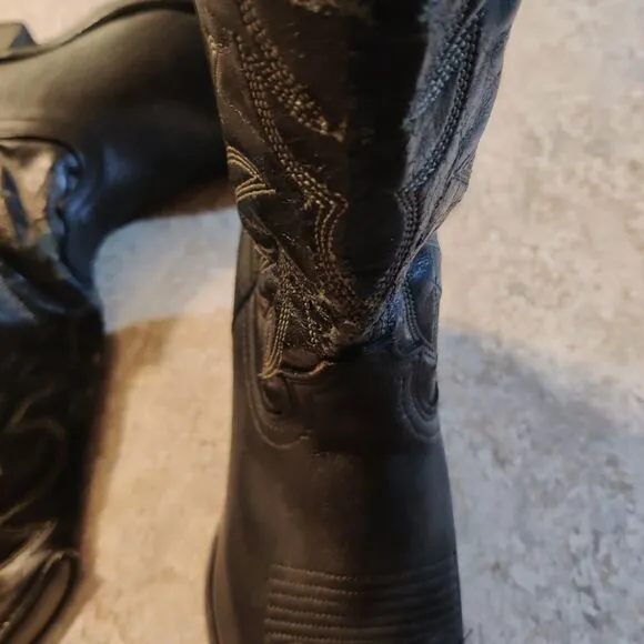 Vintage Durango Cowboy Boots Mens Size 7.5 D Goodyear Black Western Leather