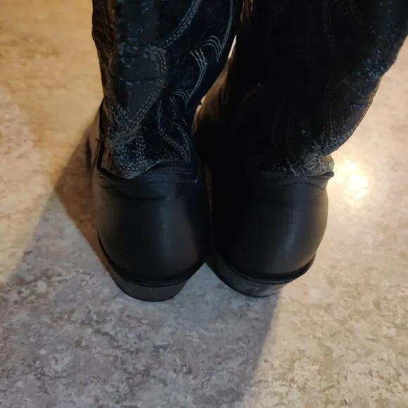 Vintage Durango Cowboy Boots Mens Size 7.5 D Goodyear Black Western Leather