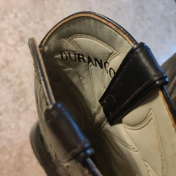 Vintage Durango Cowboy Boots Mens Size 7.5 D Goodyear Black Western Leather