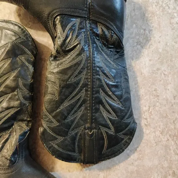 Vintage Durango Cowboy Boots Mens Size 7.5 D Goodyear Black Western Leather