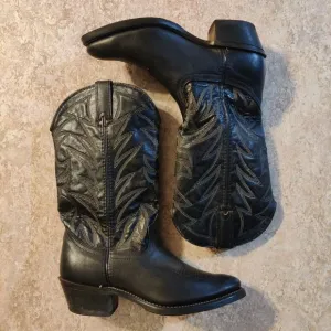 Vintage Durango Cowboy Boots Mens Size 7.5 D Goodyear Black Western Leather