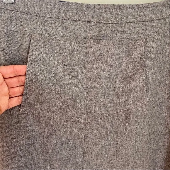 Vintage Gray inverted Pleat midi skirt wool blend