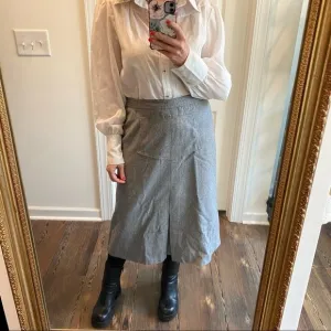 Vintage Gray inverted Pleat midi skirt wool blend