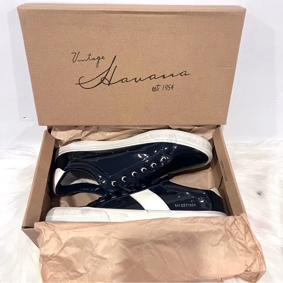 Vintage Havana Women’s Quincy Liquid Navy Patent Leather Sneakers Shoes Size 10