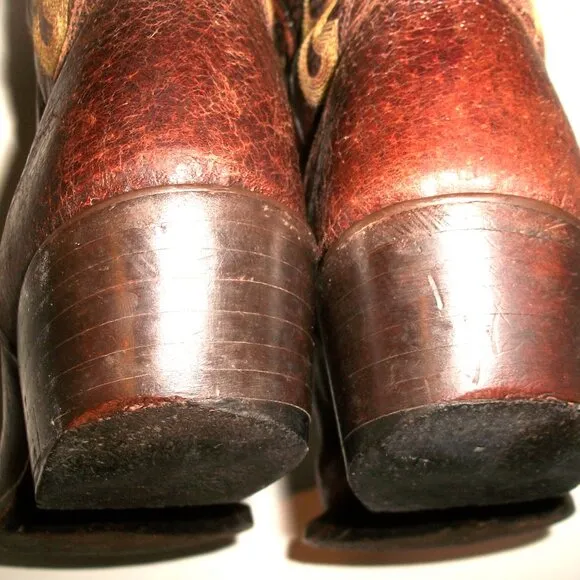 Vintage J.B.DIllon Embroidered Mid-Calf Cowgirl Boots Handmade in Mexico 8.5M