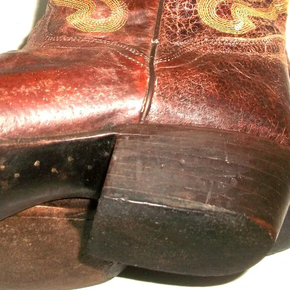 Vintage J.B.DIllon Embroidered Mid-Calf Cowgirl Boots Handmade in Mexico 8.5M