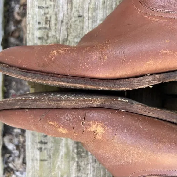 Vintage Justin Boots Brown Roper Cowboy Western 8 1/2 D