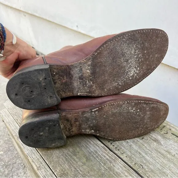 Vintage Justin Boots Brown Roper Cowboy Western 8 1/2 D