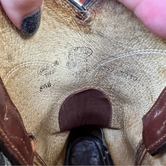 Vintage Justin Boots Brown Roper Cowboy Western 8 1/2 D