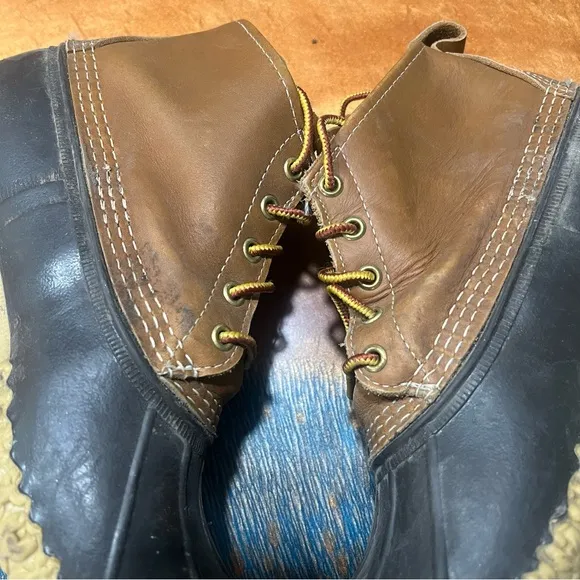 Vintage LL Bean Waterproof Leather Lace up Boots Made in USA Brown size 9