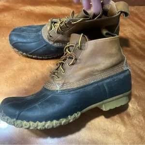 Vintage LL Bean Waterproof Leather Lace up Boots Made in USA Brown size 9