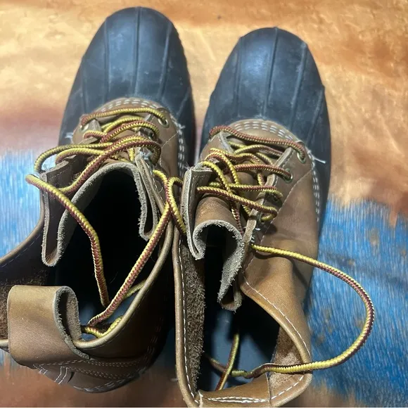Vintage LL Bean Waterproof Leather Lace up Boots Made in USA Brown size 9