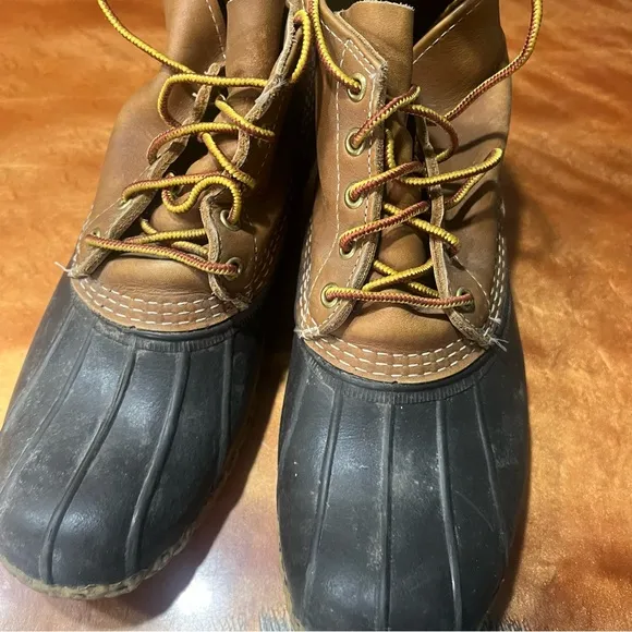 Vintage LL Bean Waterproof Leather Lace up Boots Made in USA Brown size 9