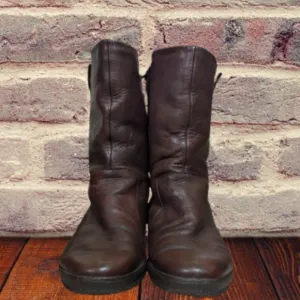 Vintage Made in England Morlands Sheepskin 80s Brown Leather Boots Size 9