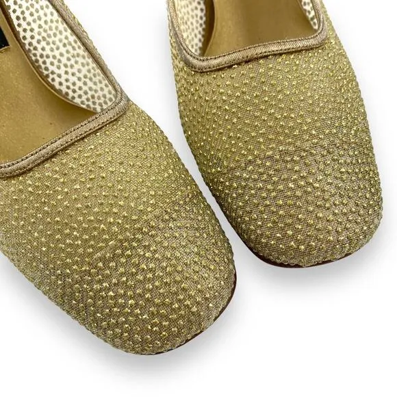 Vintage NINA gold mesh glitter square toe evening shoes