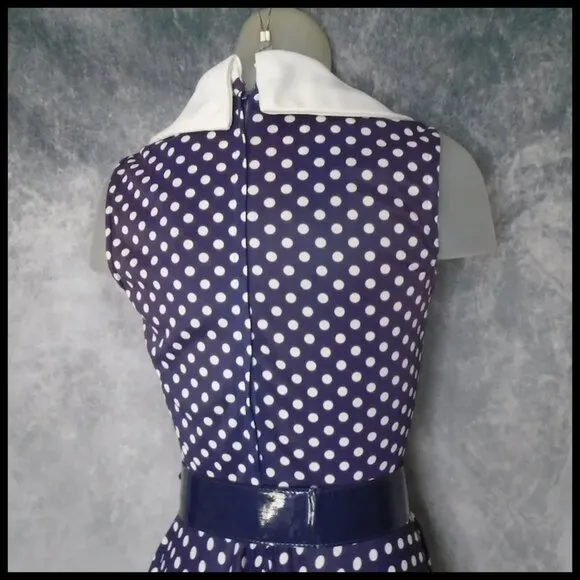 Vintage Polka Dot Jersey Fit Flare Summer Dress AND Belt - Slinky Jersey Knit