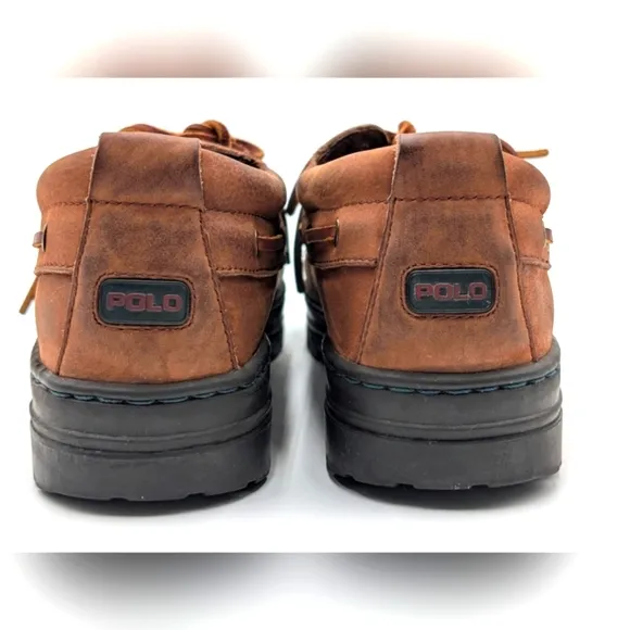 Vintage Polo Ralph Lauren Brown Leather Boat Shoes Men’s Sz 9.5 D