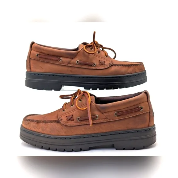 Vintage Polo Ralph Lauren Brown Leather Boat Shoes Men’s Sz 9.5 D