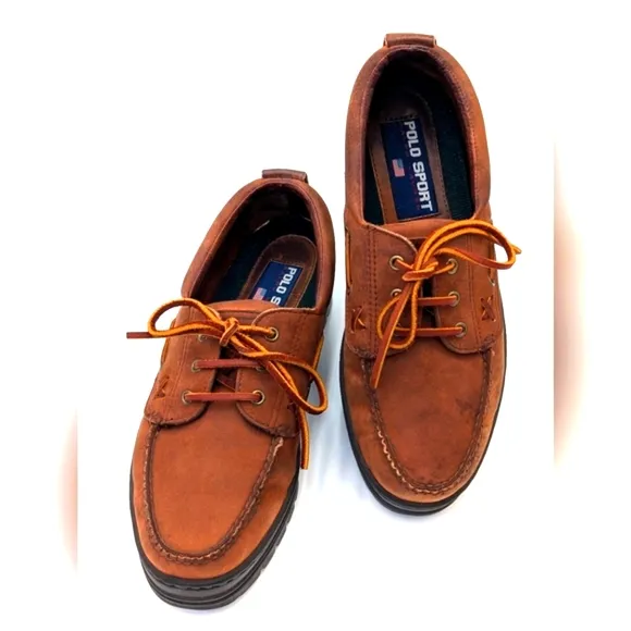 Vintage Polo Ralph Lauren Brown Leather Boat Shoes Men’s Sz 9.5 D