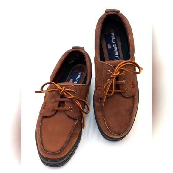 Vintage Polo Ralph Lauren Brown Leather Boat Shoes Men’s Sz 9.5 D