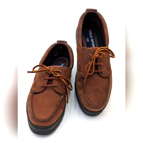 Vintage Polo Ralph Lauren Brown Leather Boat Shoes Men’s Sz 9.5 D