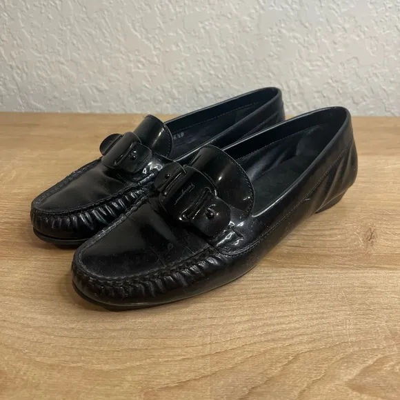Vintage Salvatore Ferragamo Women’s Black Patent Leather Loafers Shoes 6.5 B