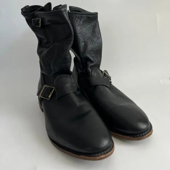 Vintage Shoe Company Leather Boots Size 11M Black Slouchy Mid Calf USA