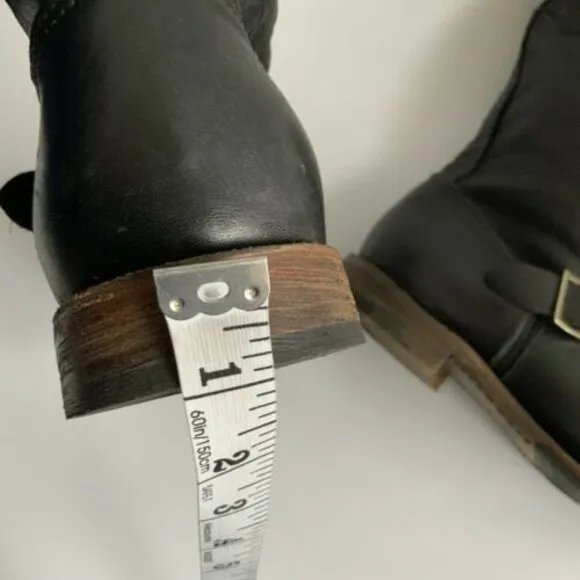 Vintage Shoe Company Leather Boots Size 11M Black Slouchy Mid Calf USA