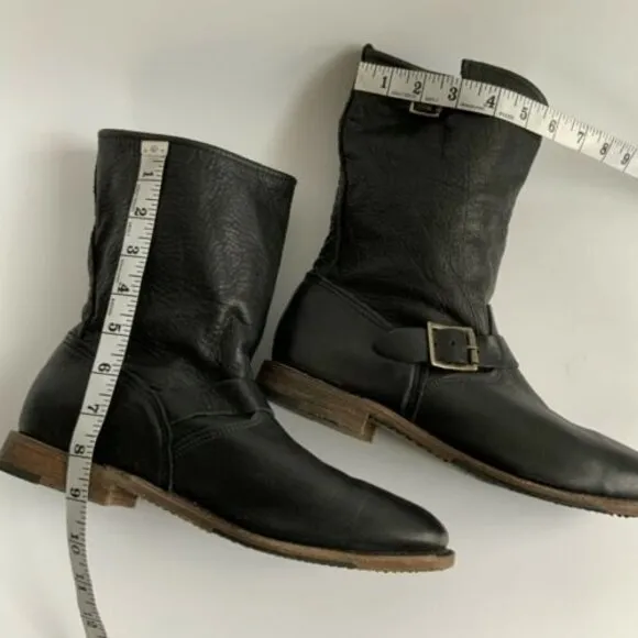 Vintage Shoe Company Leather Boots Size 11M Black Slouchy Mid Calf USA