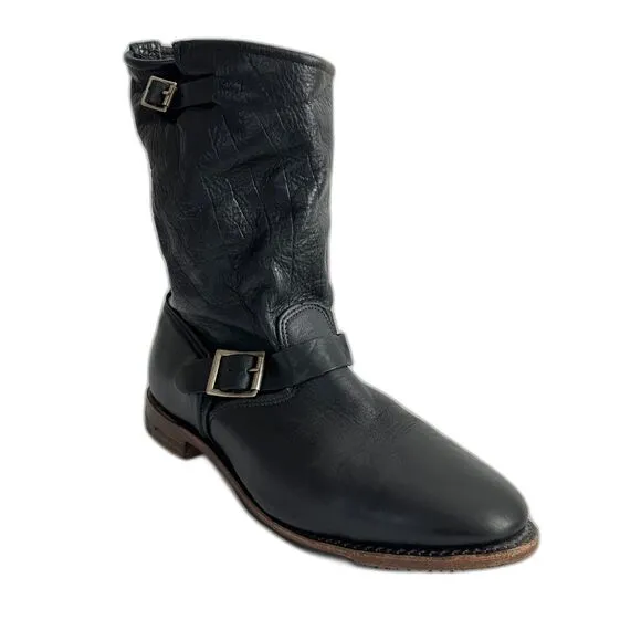 Vintage Shoe Company Leather Boots Size 11M Black Slouchy Mid Calf USA