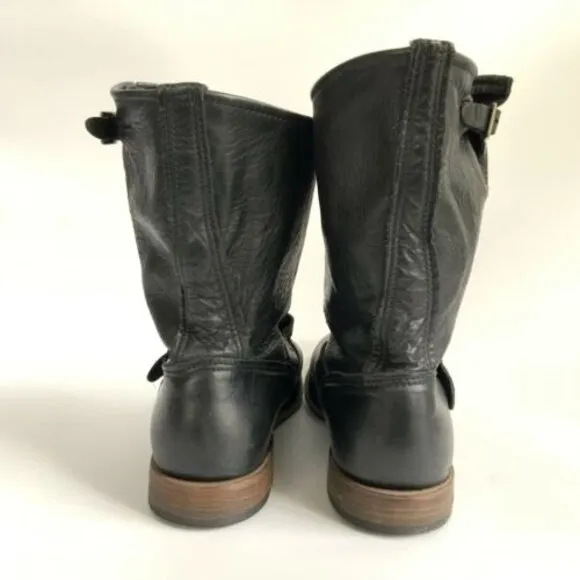 Vintage Shoe Company Leather Boots Size 11M Black Slouchy Mid Calf USA
