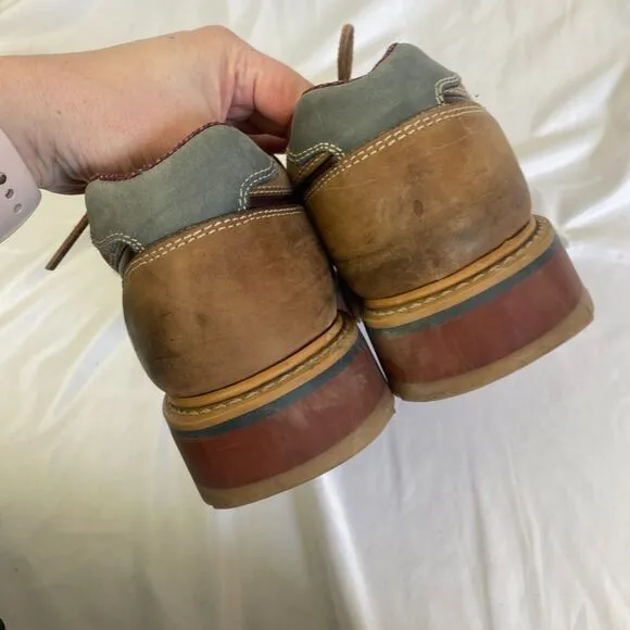 Vintage Skechers Chunky Platform Lace Up Brown Leather Utility Shoes Men's Sz 40