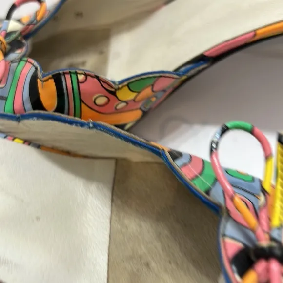 Vintage Stuart Weitzman Bright Carnival mules Size 8