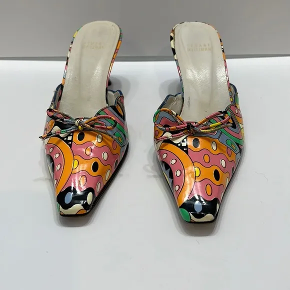 Vintage Stuart Weitzman Bright Carnival mules Size 8