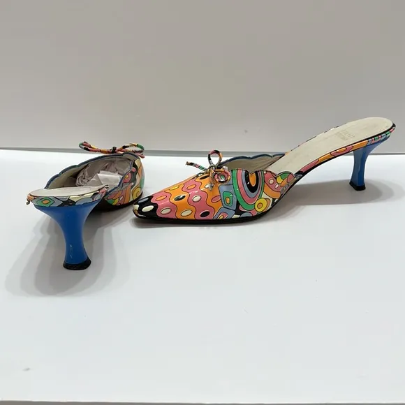 Vintage Stuart Weitzman Bright Carnival mules Size 8