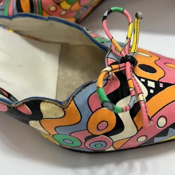 Vintage Stuart Weitzman Bright Carnival mules Size 8