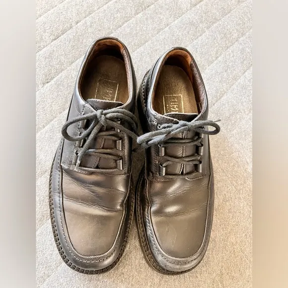 Vintage TIME &amp; Co Sz 8.5 M 90s Italian Made Black Leather Chunky Sole Shoes