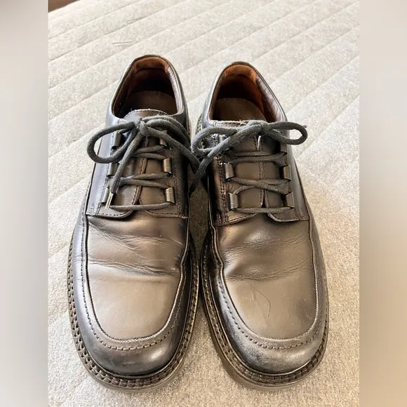 Vintage TIME &amp; Co Sz 8.5 M 90s Italian Made Black Leather Chunky Sole Shoes