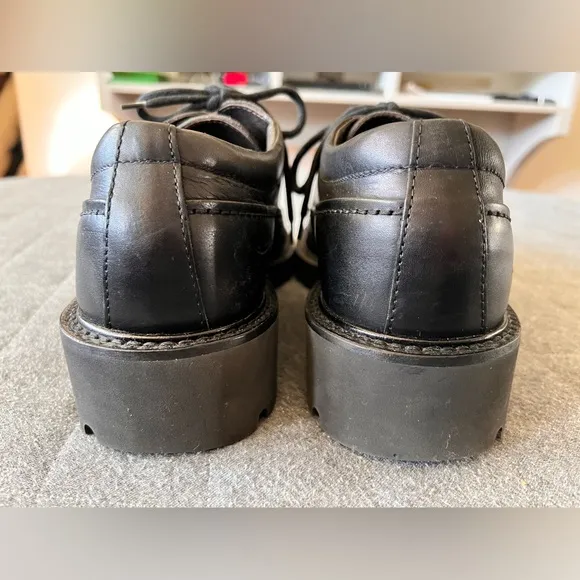 Vintage TIME &amp; Co Sz 8.5 M 90s Italian Made Black Leather Chunky Sole Shoes
