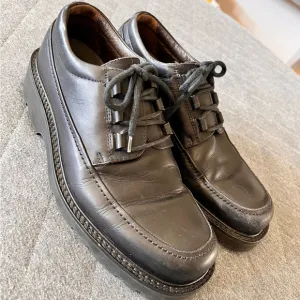 Vintage TIME &amp; Co Sz 8.5 M 90s Italian Made Black Leather Chunky Sole Shoes