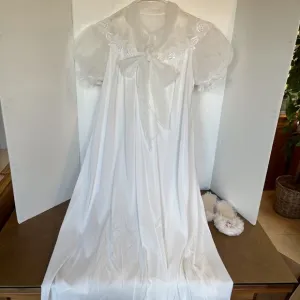 Vintage White Lace Nightgown, Robe and Slipper Set
