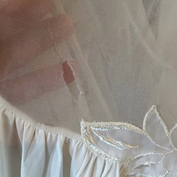Vintage White Lace Nightgown, Robe and Slipper Set