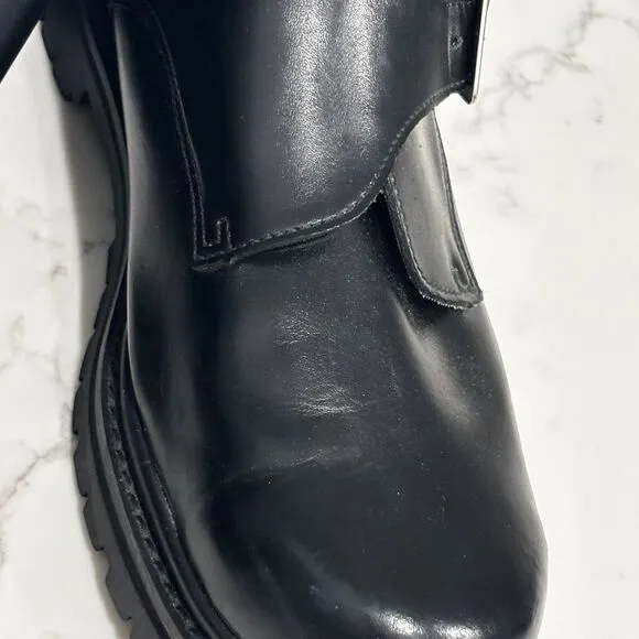 Vintage Y2K Skechers Mens 12 Black Leather Monk Strap Chunky Loafers Shoes