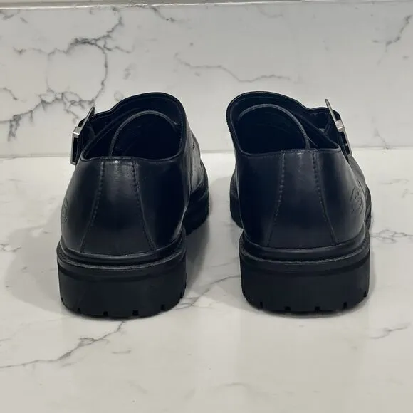 Vintage Y2K Skechers Mens 12 Black Leather Monk Strap Chunky Loafers Shoes