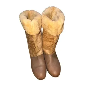 Vintage Hush Puppy Full Shearling Apre' Winter Mid Calf Boots Women size 7.5
