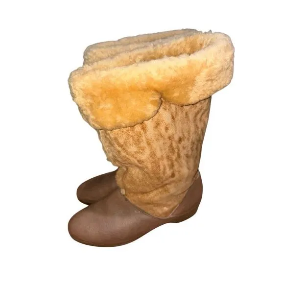 Vintage Hush Puppy Full Shearling Apre' Winter Mid Calf Boots Women size 7.5