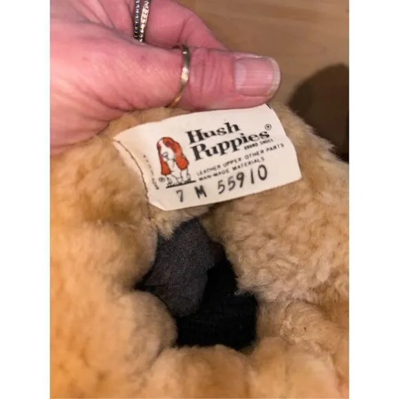 Vintage Hush Puppy Full Shearling Apre' Winter Mid Calf Boots Women size 7.5