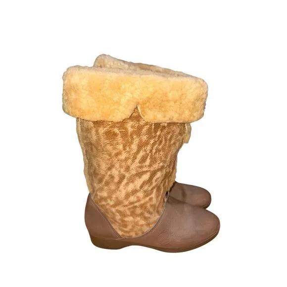 Vintage Hush Puppy Full Shearling Apre' Winter Mid Calf Boots Women size 7.5