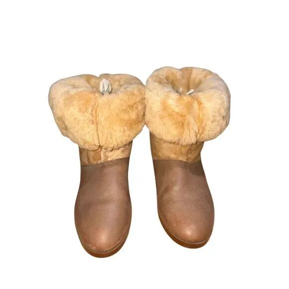 Vintage Hush Puppy Full Shearling Apre' Winter Mid Calf Boots Women size 7.5