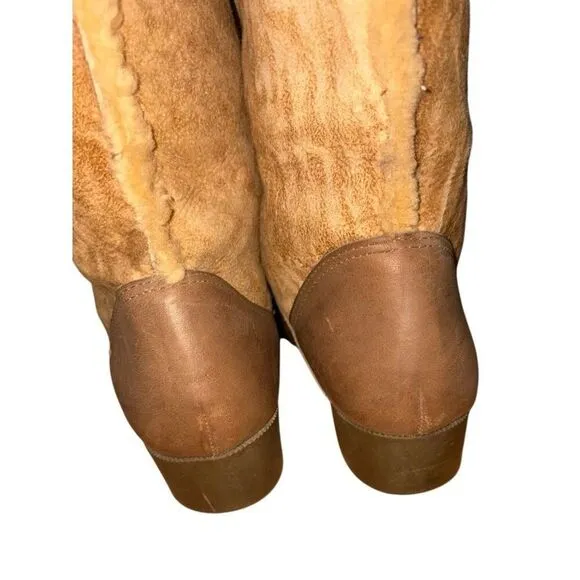 Vintage Hush Puppy Full Shearling Apre' Winter Mid Calf Boots Women size 7.5